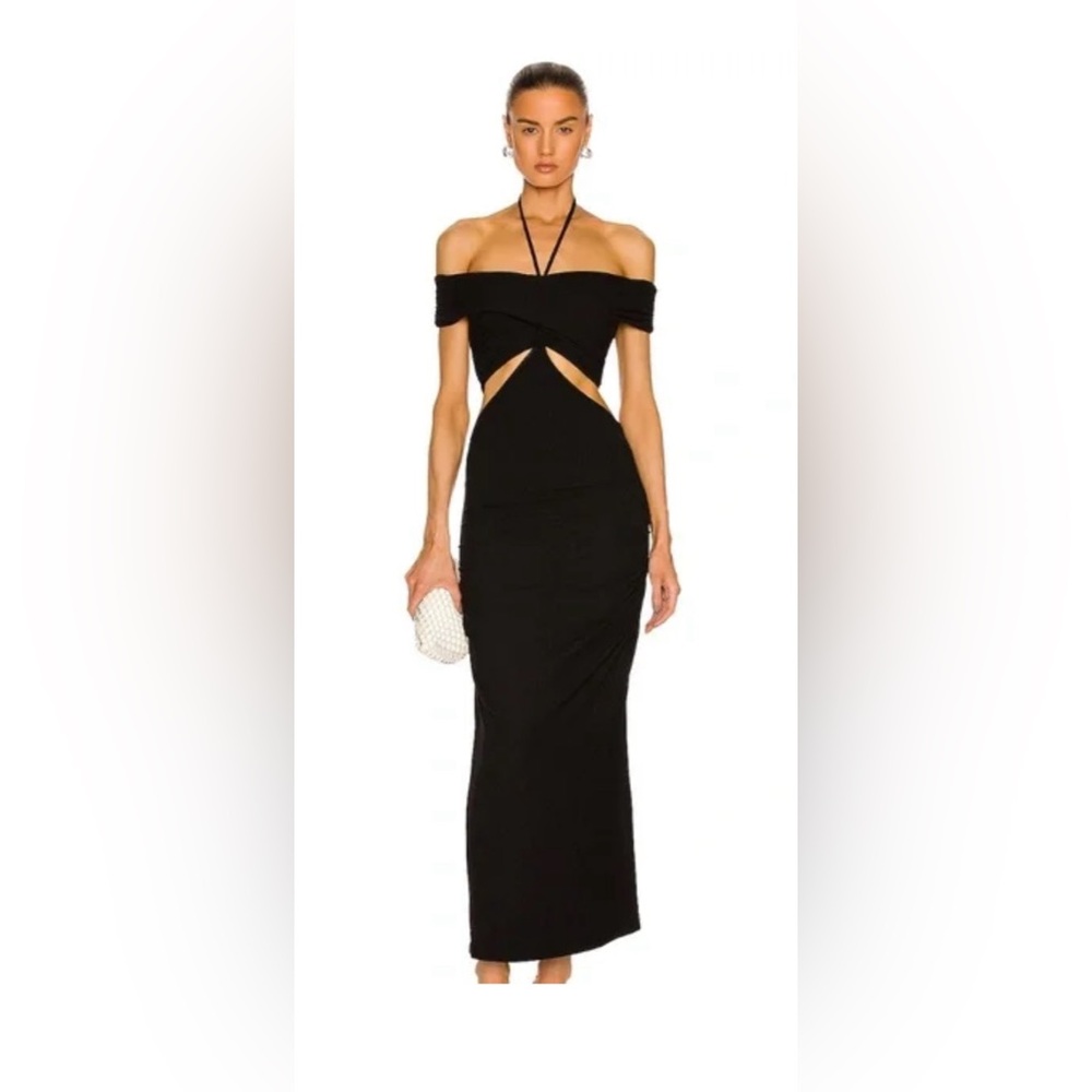 JONATHAN SIMKHAI STANDARD Akane Midi Dress in NAVY Sz M - Picture 1 of 8